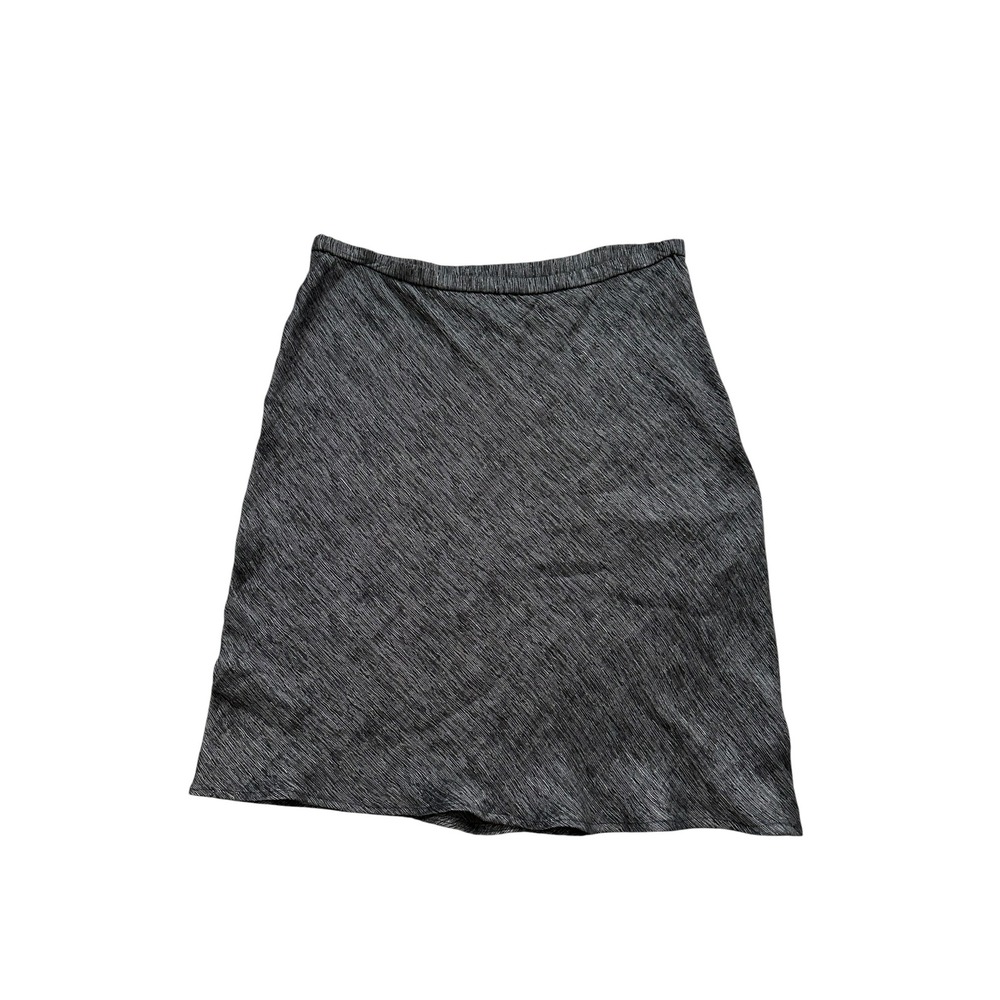 Minimalist Eileen Fisher Linen Cotton A-Line Skirt L Charcoal Grey Italian